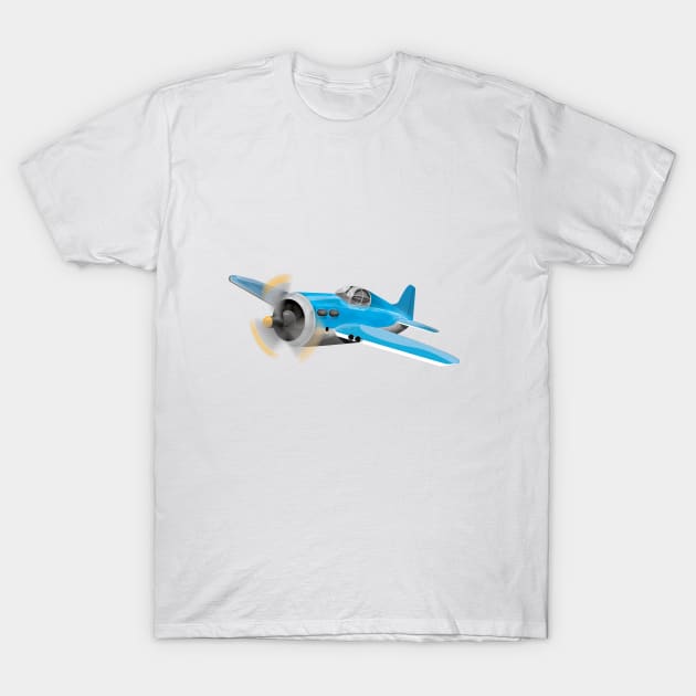 Small Blue fighter aircraft T-Shirt by nickemporium1